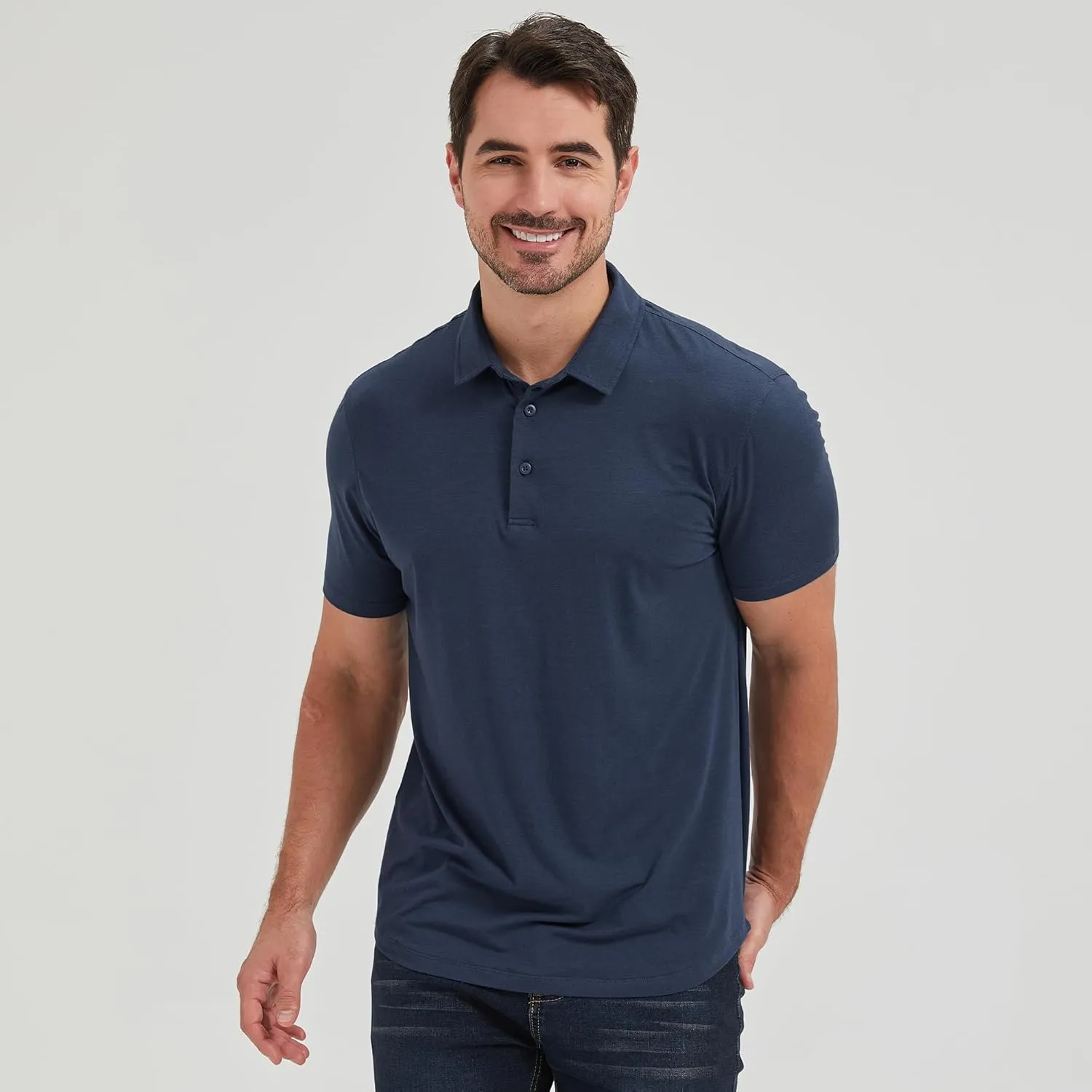 netdraw Mens Lightweight Bamboo Viscose Polo Ultra Soft Curved Hem UPF 50  Casual Collared Golf Shirt