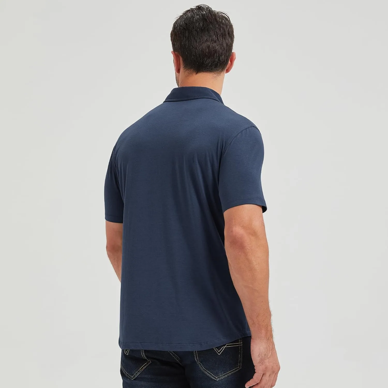 netdraw Mens Lightweight Bamboo Viscose Polo Ultra Soft Curved Hem UPF 50  Casual Collared Golf Shirt