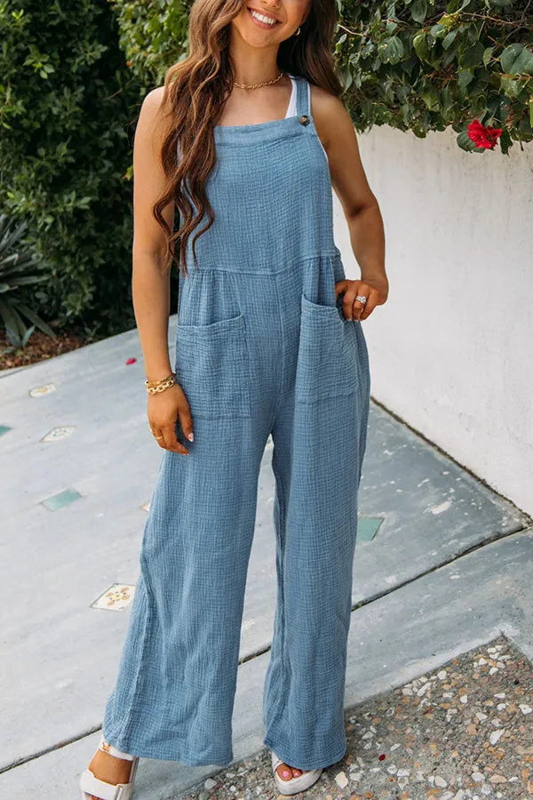 On Bali Time Cotton Blend Lightweight Wide Leg Jumpsuit