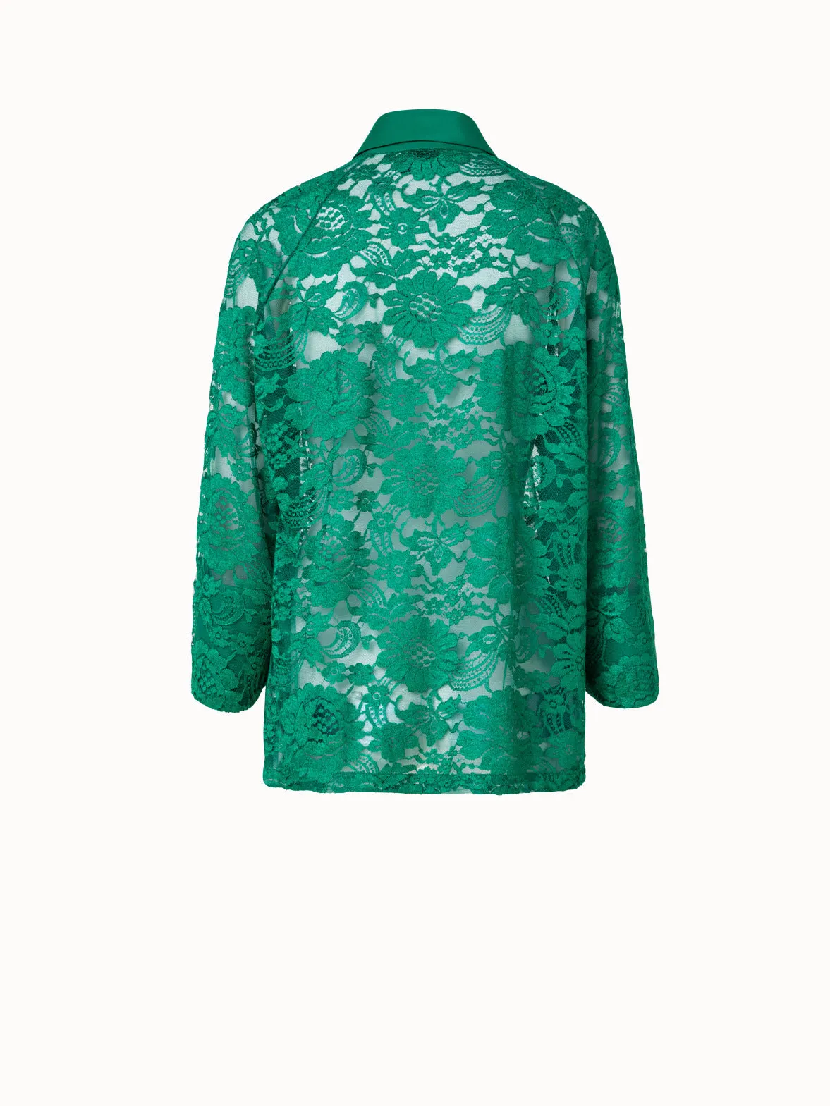 Oversized Floral Techno Lace Shirt Jacket