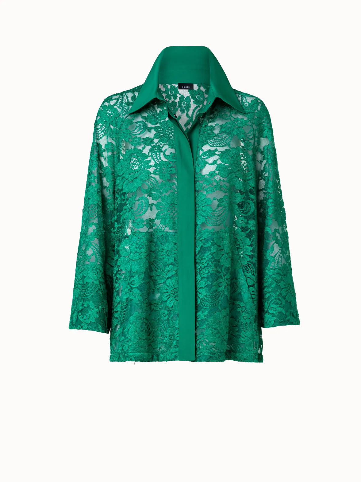 Oversized Floral Techno Lace Shirt Jacket