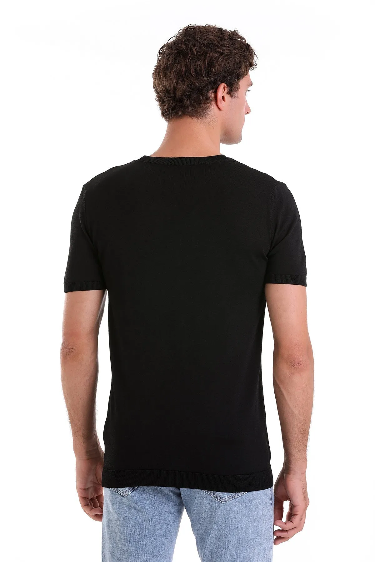 Slim Fit Basic Black Crew Neck T-Shirt