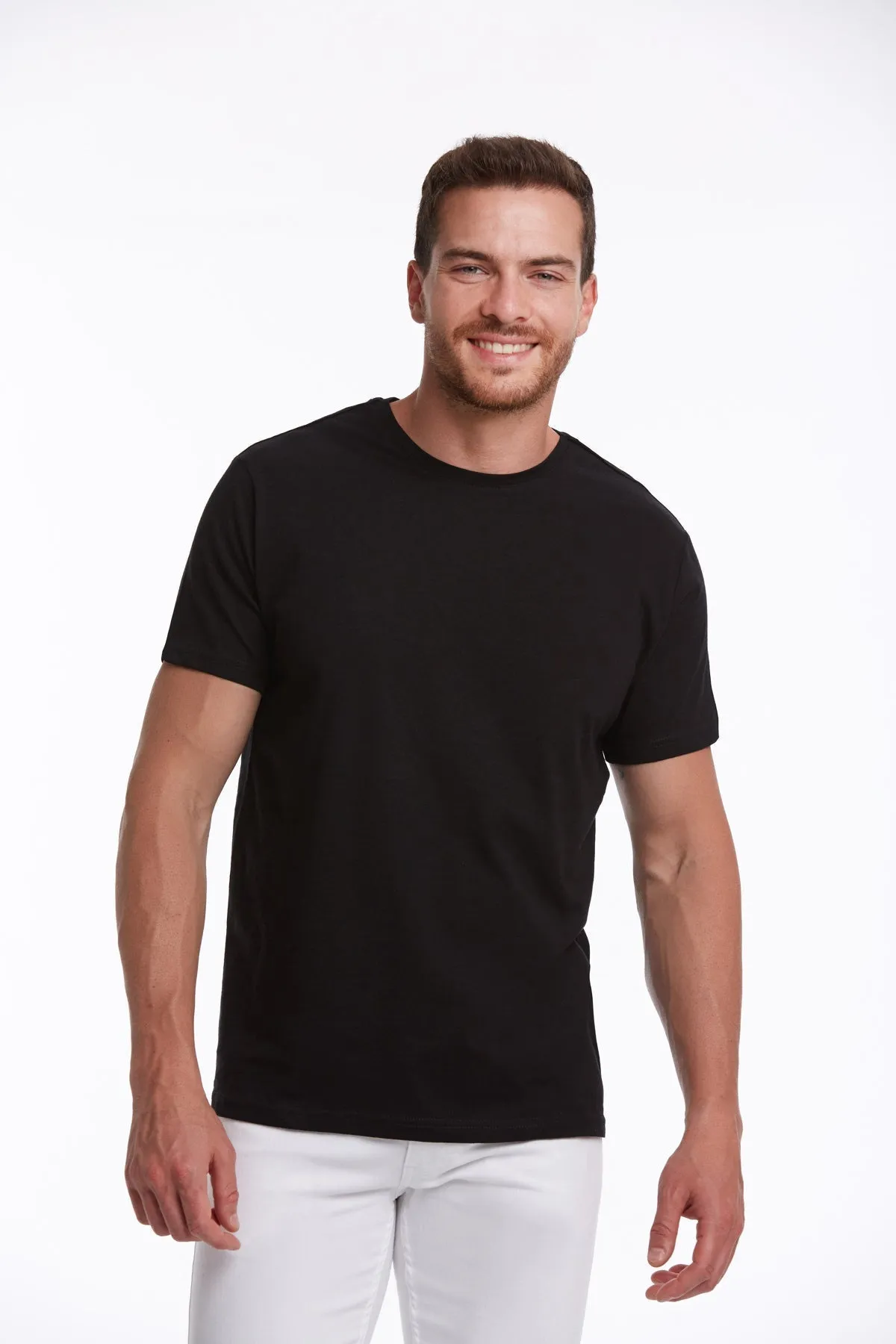 Slim Fit Basic Cotton Black Crew Neck T-Shirt