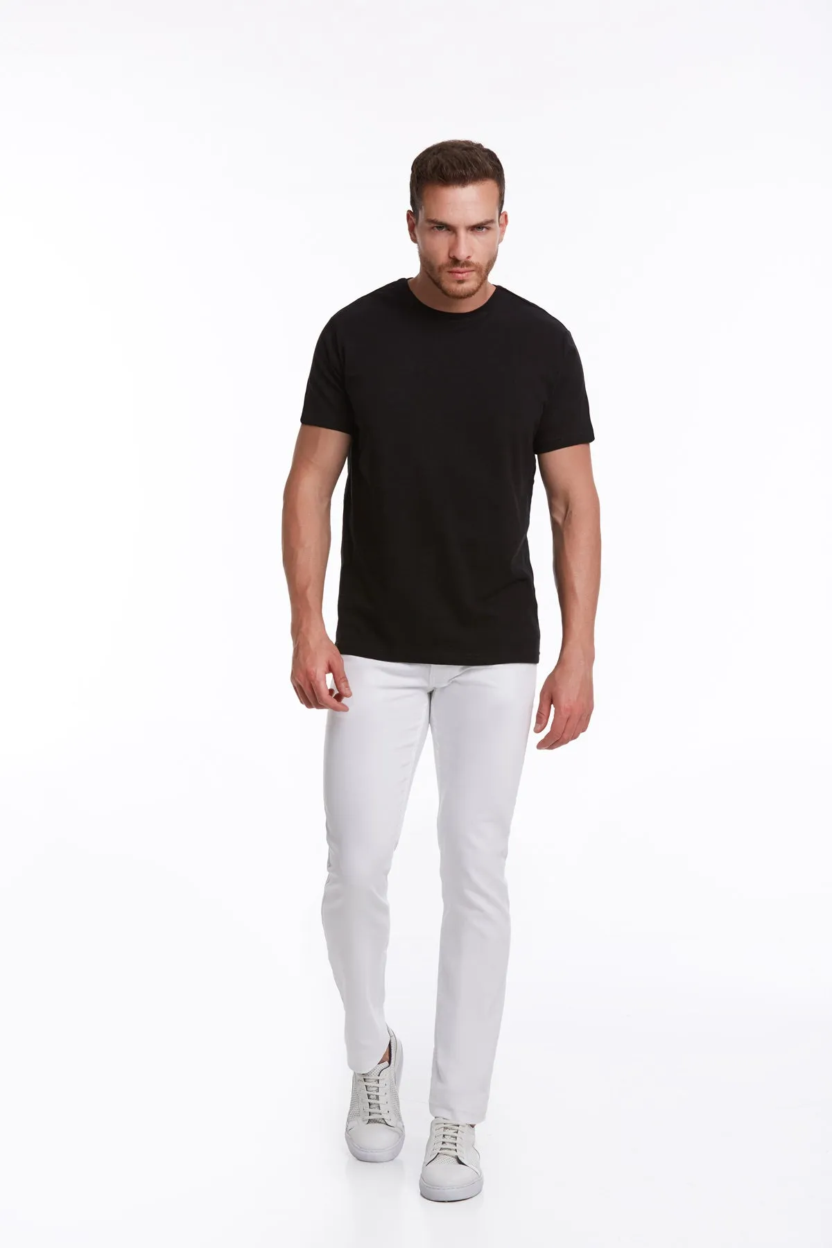Slim Fit Basic Cotton Black Crew Neck T-Shirt