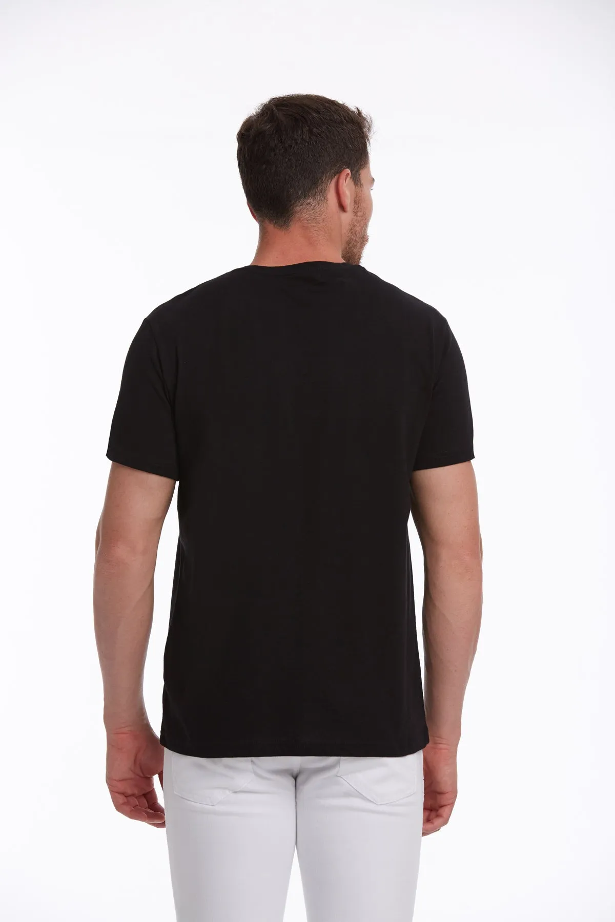 Slim Fit Basic Cotton Black Crew Neck T-Shirt