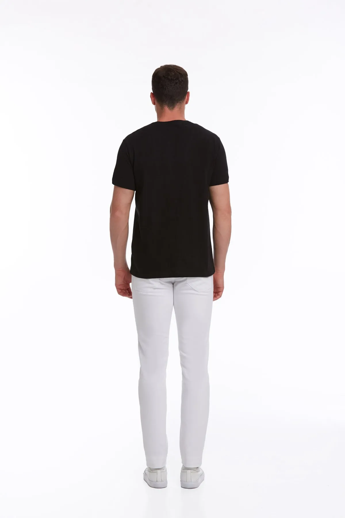Slim Fit Basic Cotton Black Crew Neck T-Shirt