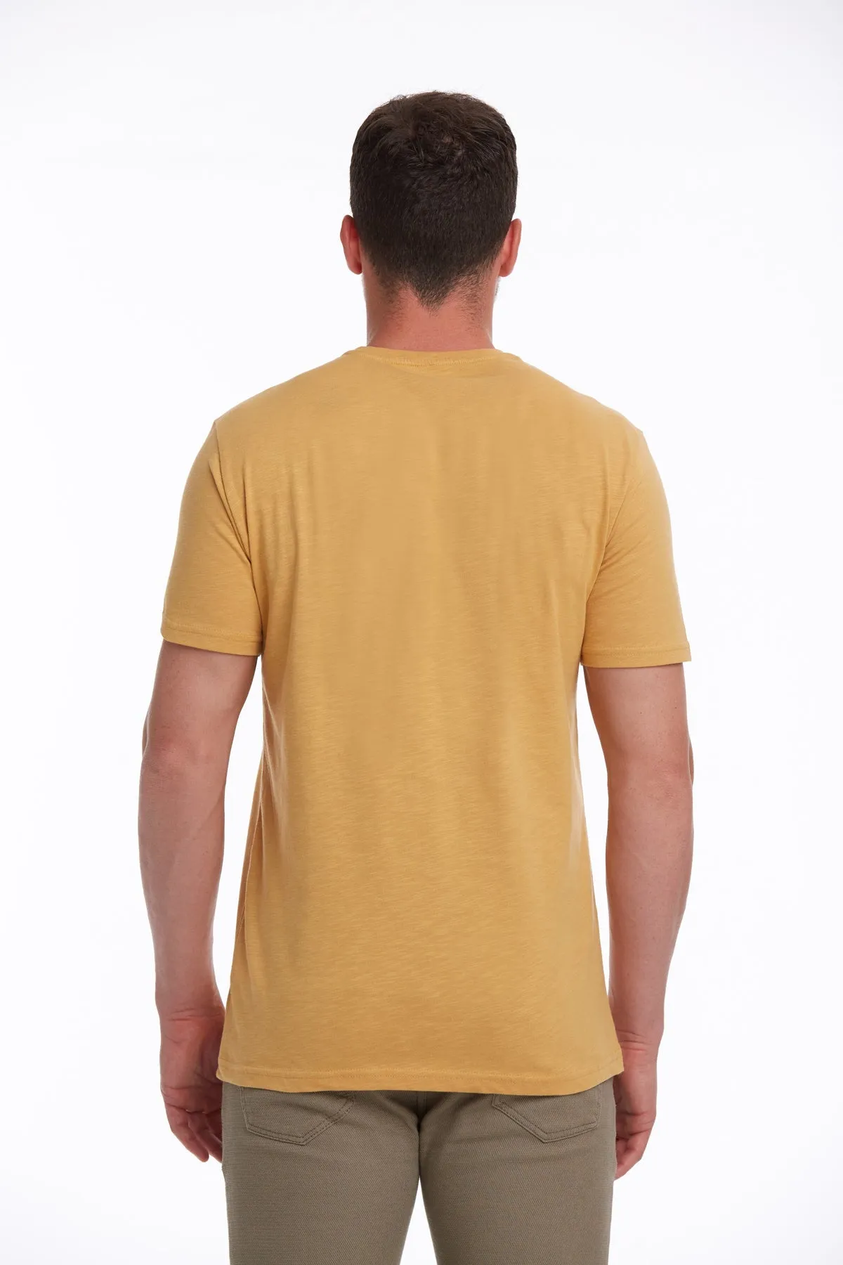 Slim Fit Basic Cotton Mustard Crew Neck T-Shirt