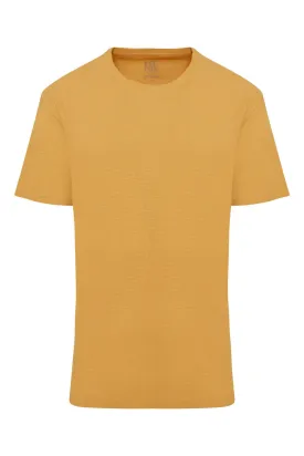 Slim Fit Mustard Cotton Crew Neck T-Shirt