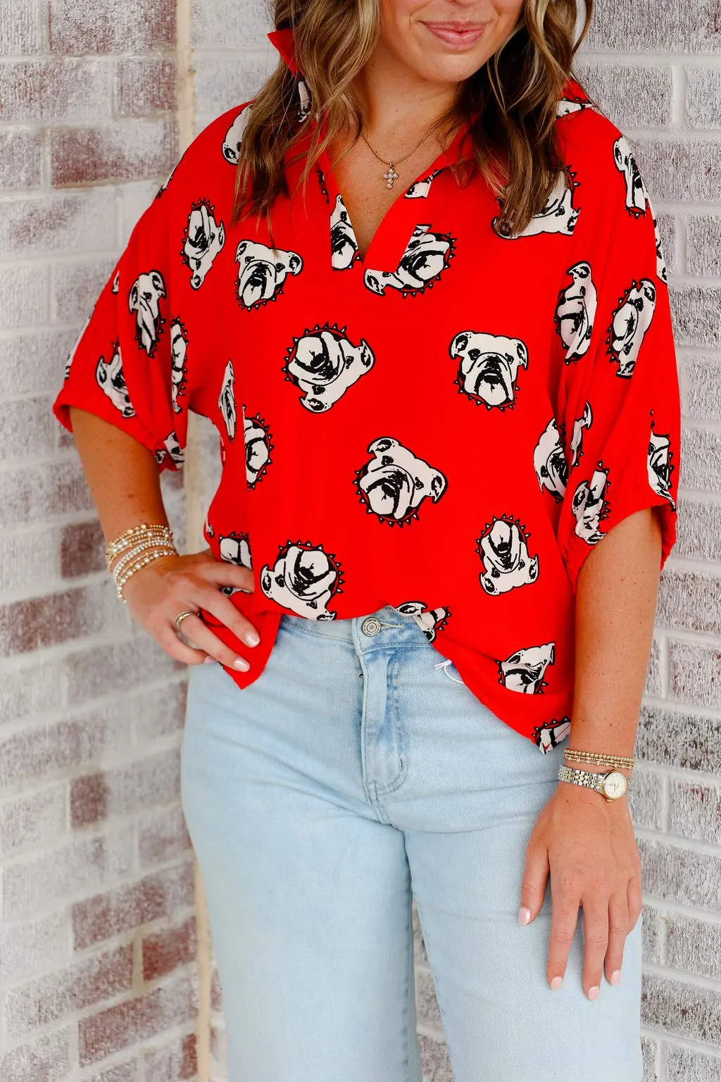Sloan Stand Collar Drop Shoulder Top