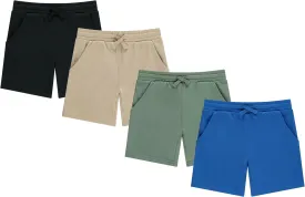 STITCH & STONE Boys 4-Pack French Terry Shorts  Soft & Breathable Cotton Lounge Shorts with Elastic Waist & Drawstring