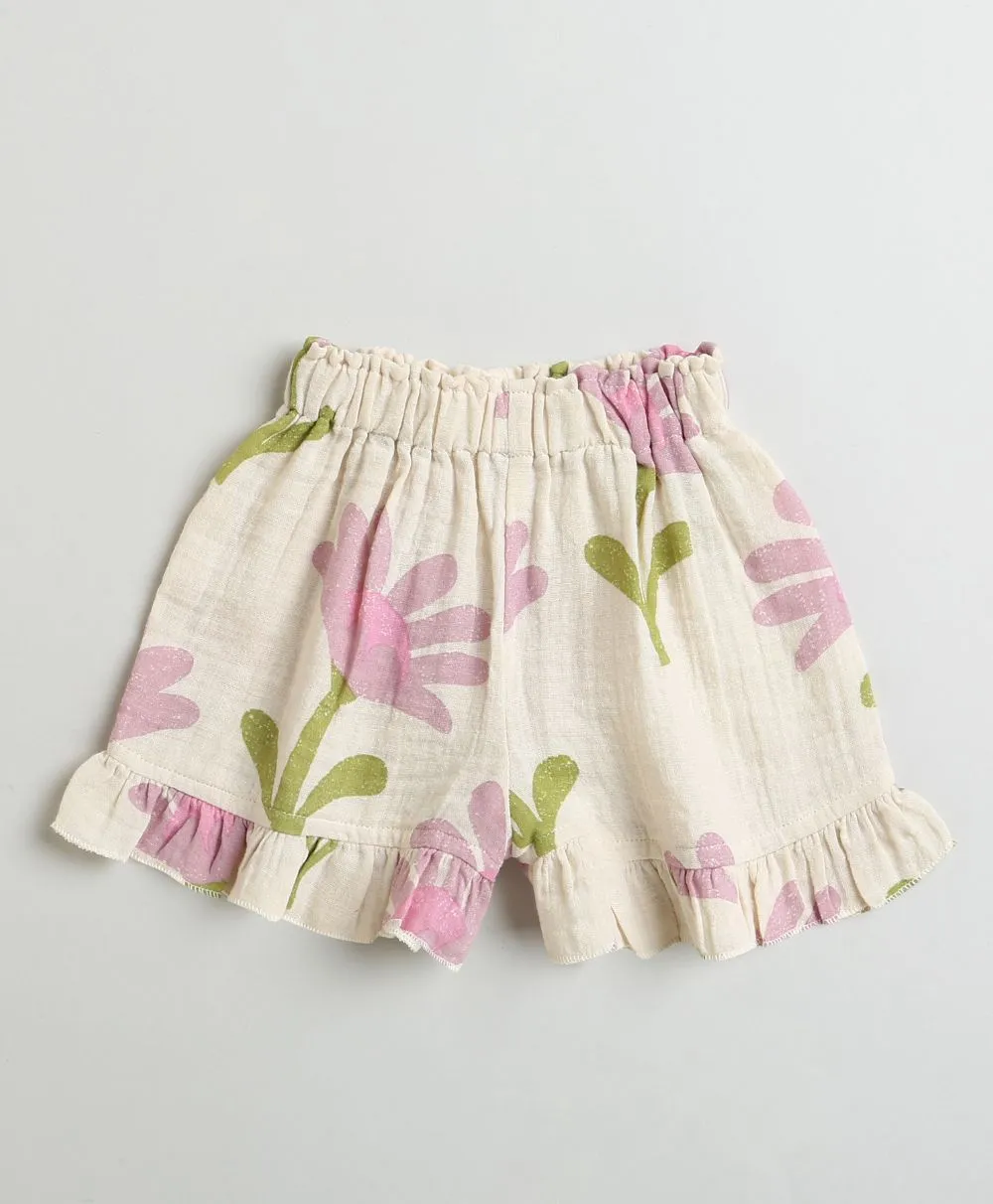 Sweetlime By AS Daisy Print Ruffle Organic Cotton Co-ord Set.