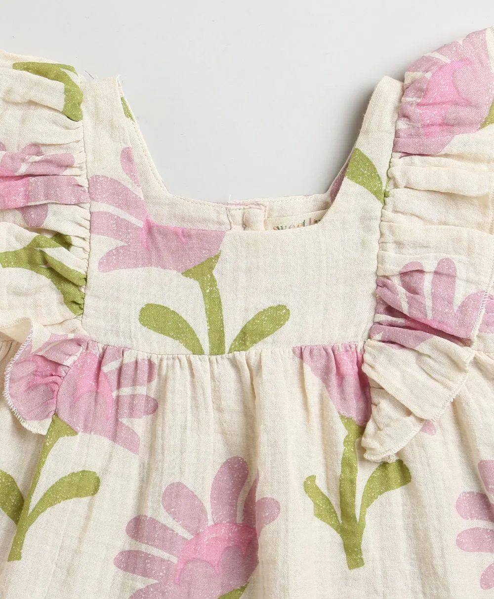 Sweetlime By AS Daisy Print Ruffle Organic Cotton Co-ord Set.