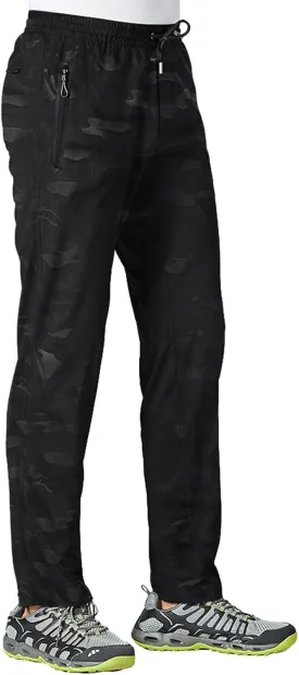 TBMPOY Men's Lightweight Hiking Travel Pants Breathable Athletic Fishing Active Joggers Zipper Pockets