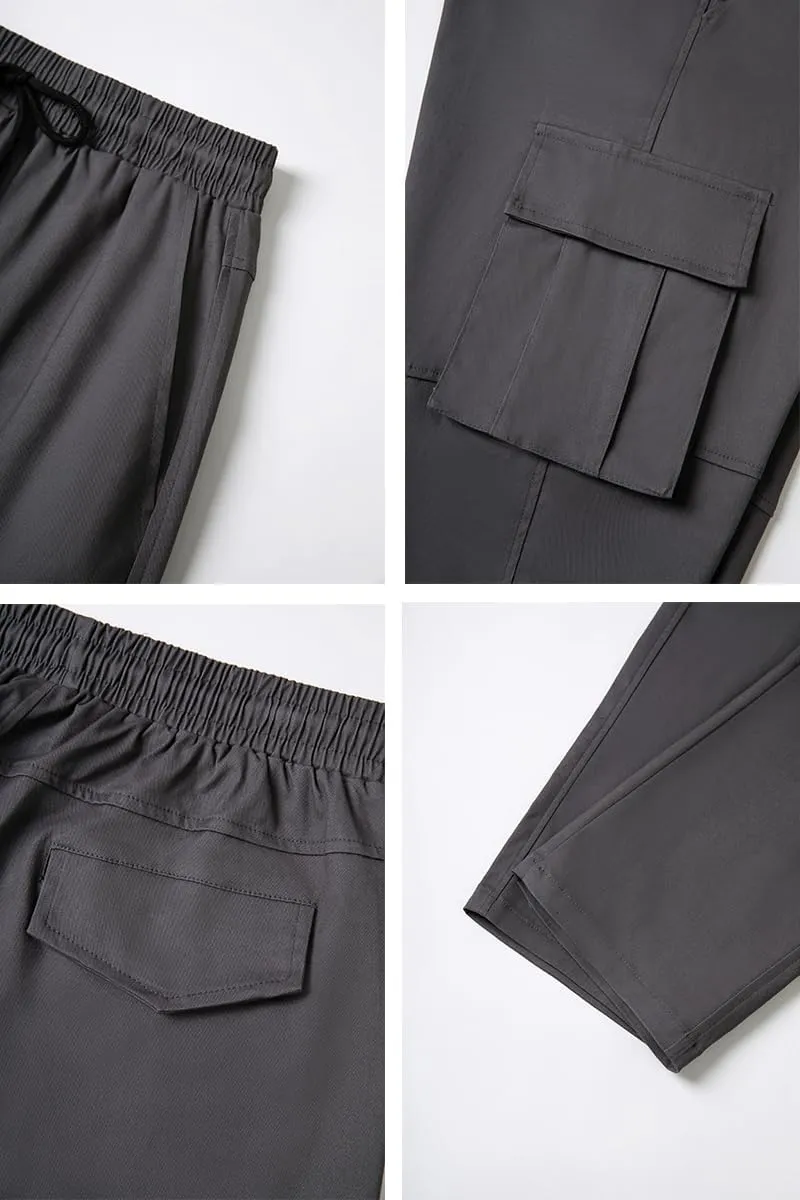 THWEI Cargo Pants for Men Casual Cotton Drawstring Lightweight Relaxed Fit Work Pants Multi Pockets