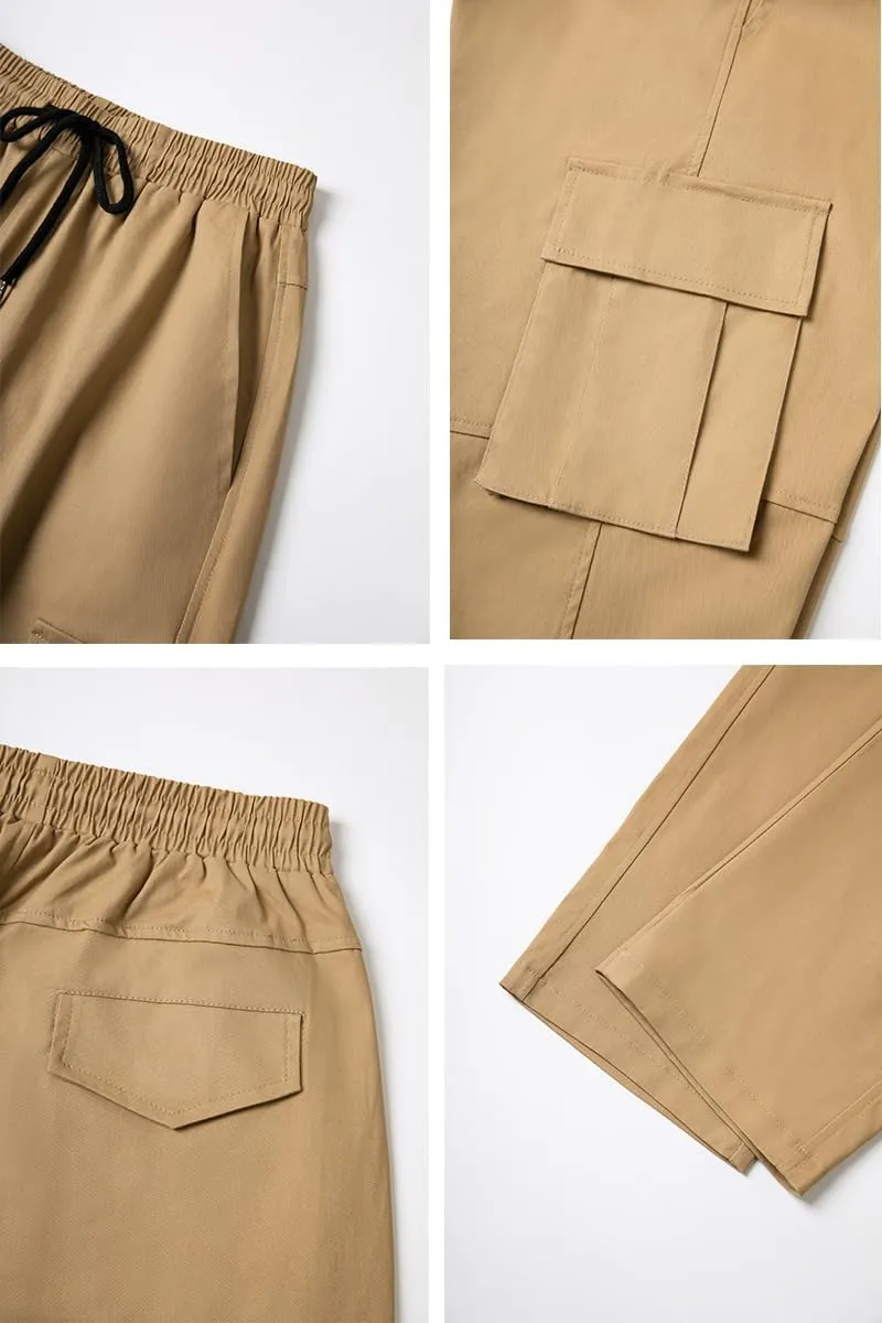 THWEI Cargo Pants for Men Casual Cotton Drawstring Lightweight Relaxed Fit Work Pants Multi Pockets