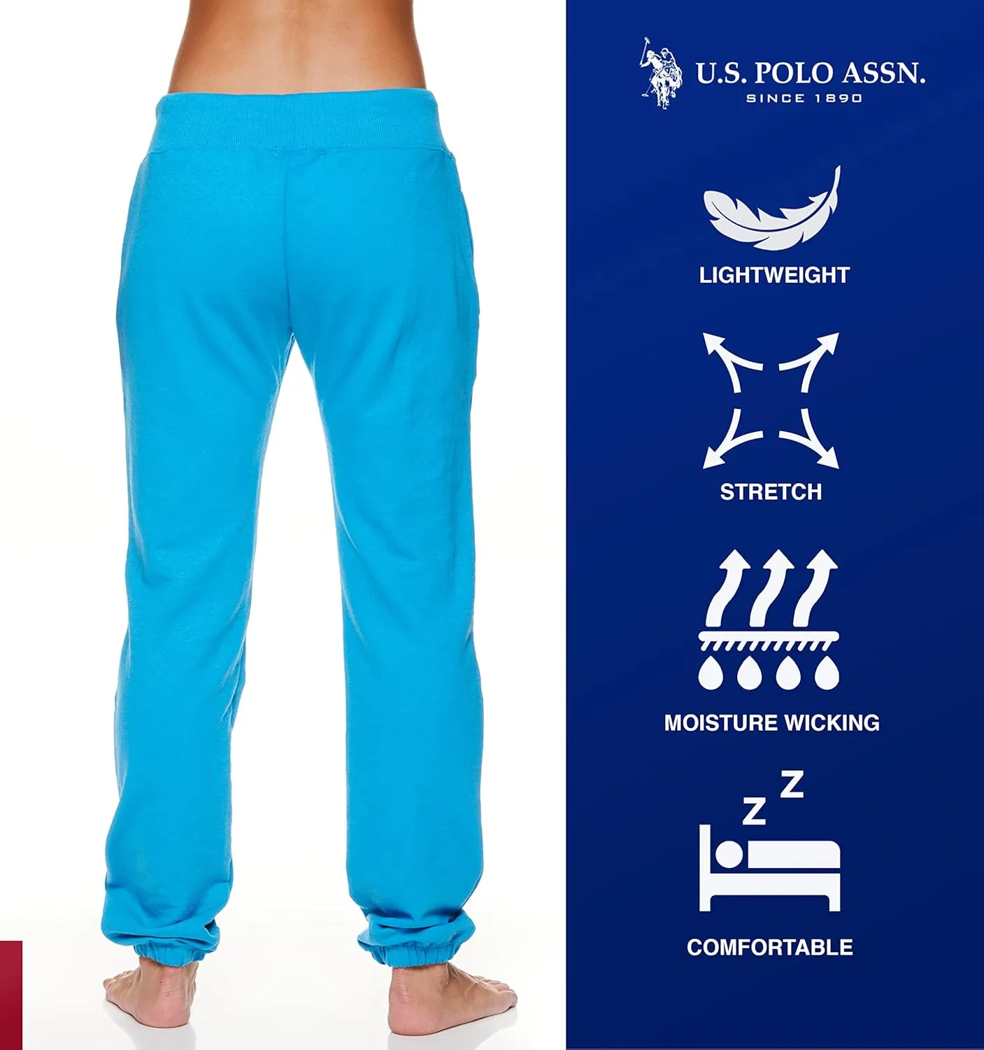 U.S. Polo Assn. Essentials Womens Sweatpants with Pockets, Comfy and Breathable French Terry Joggers for Women