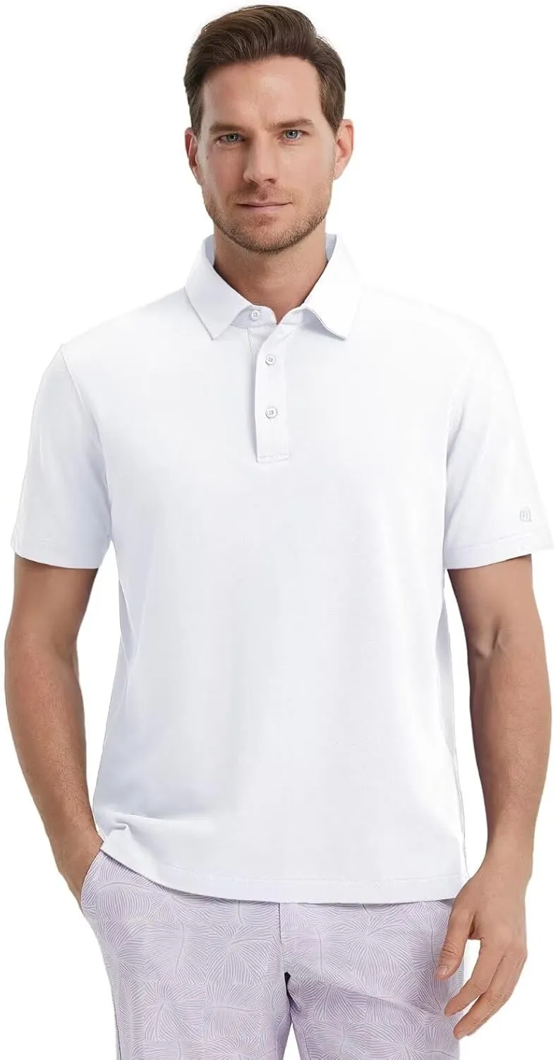 VEBOON Polo Shirts for Men Short Sleeve Cotton Blend Athletic Performance Classic Regular Fit Golf Shirts