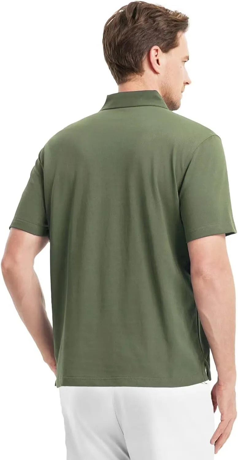 VEBOON Polo Shirts for Men Short Sleeve Cotton Blend Athletic Performance Classic Regular Fit Golf Shirts