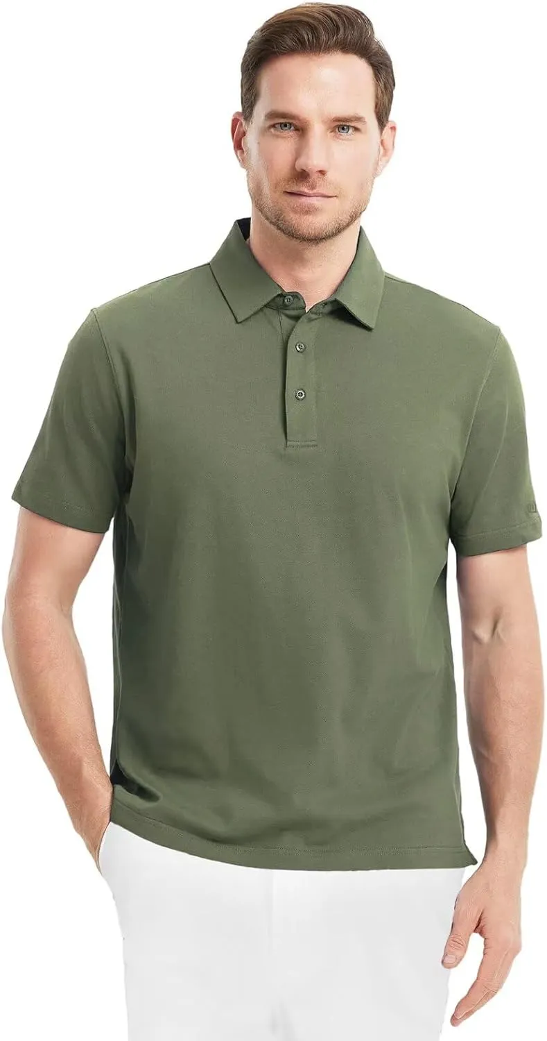 VEBOON Polo Shirts for Men Short Sleeve Cotton Blend Athletic Performance Classic Regular Fit Golf Shirts