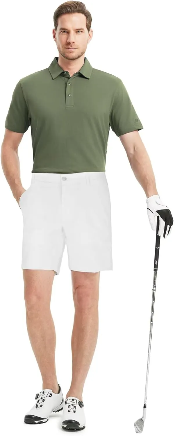 VEBOON Polo Shirts for Men Short Sleeve Cotton Blend Athletic Performance Classic Regular Fit Golf Shirts