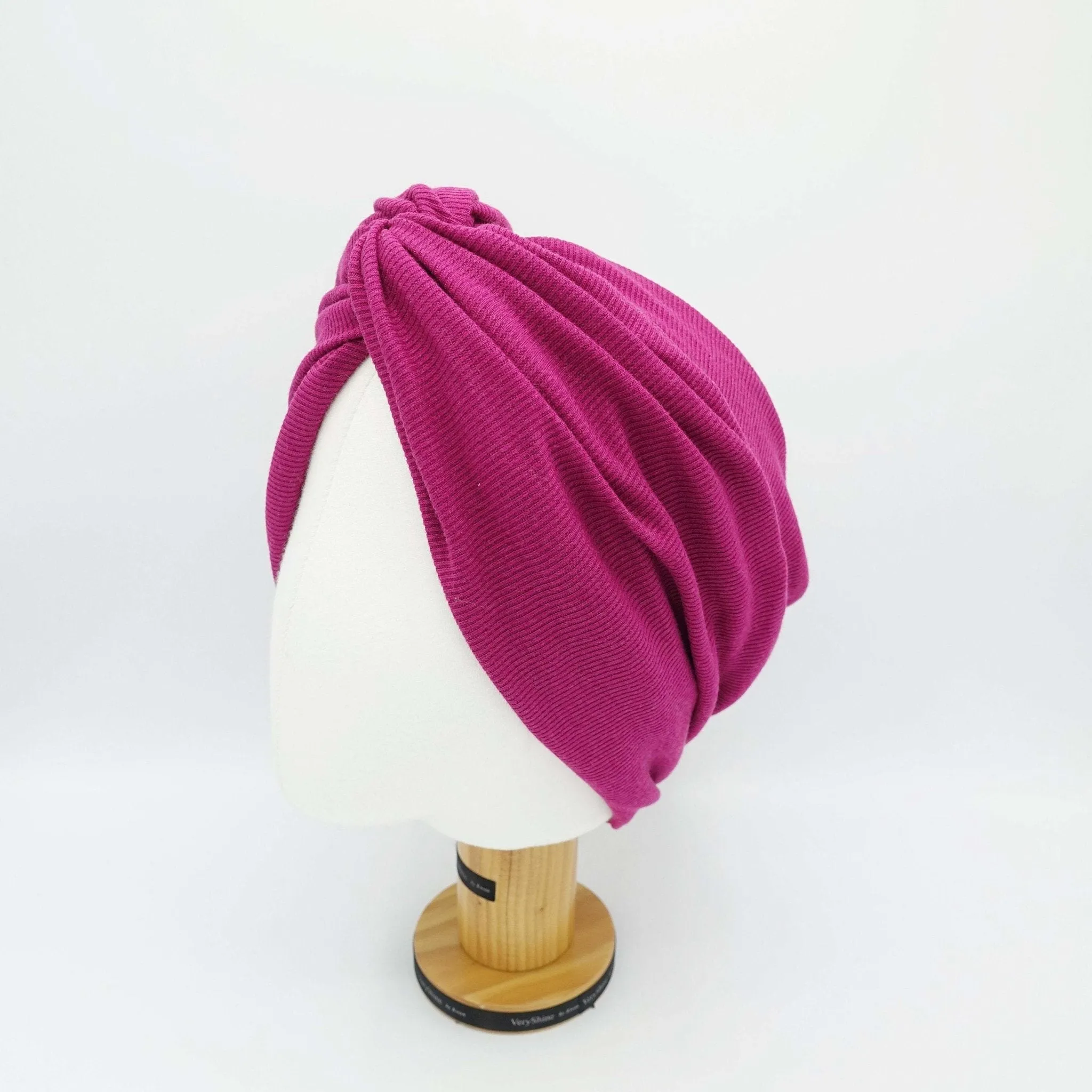 wide turban headband front twist headwrap ridged span fabric hair accessory for women