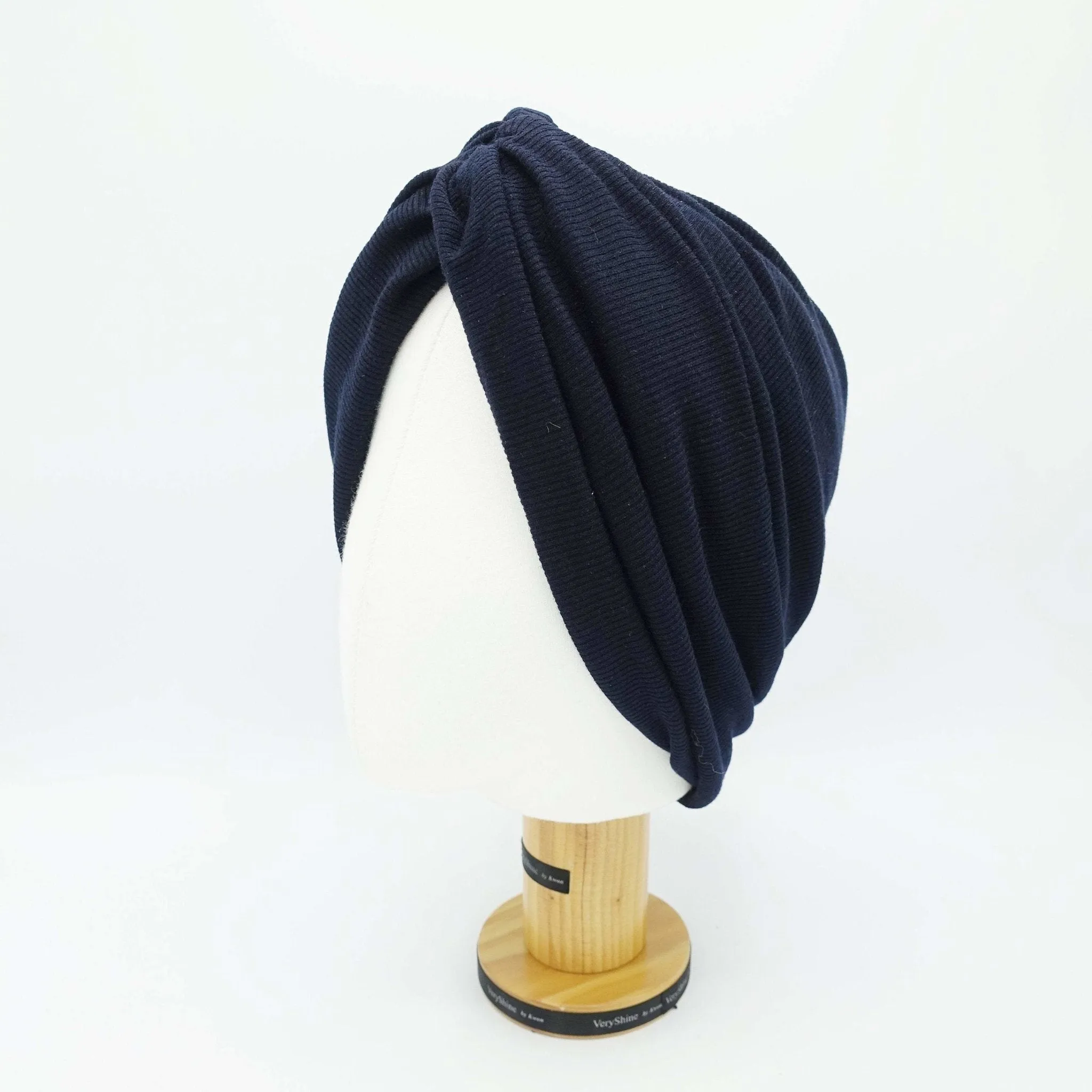 wide turban headband front twist headwrap ridged span fabric hair accessory for women