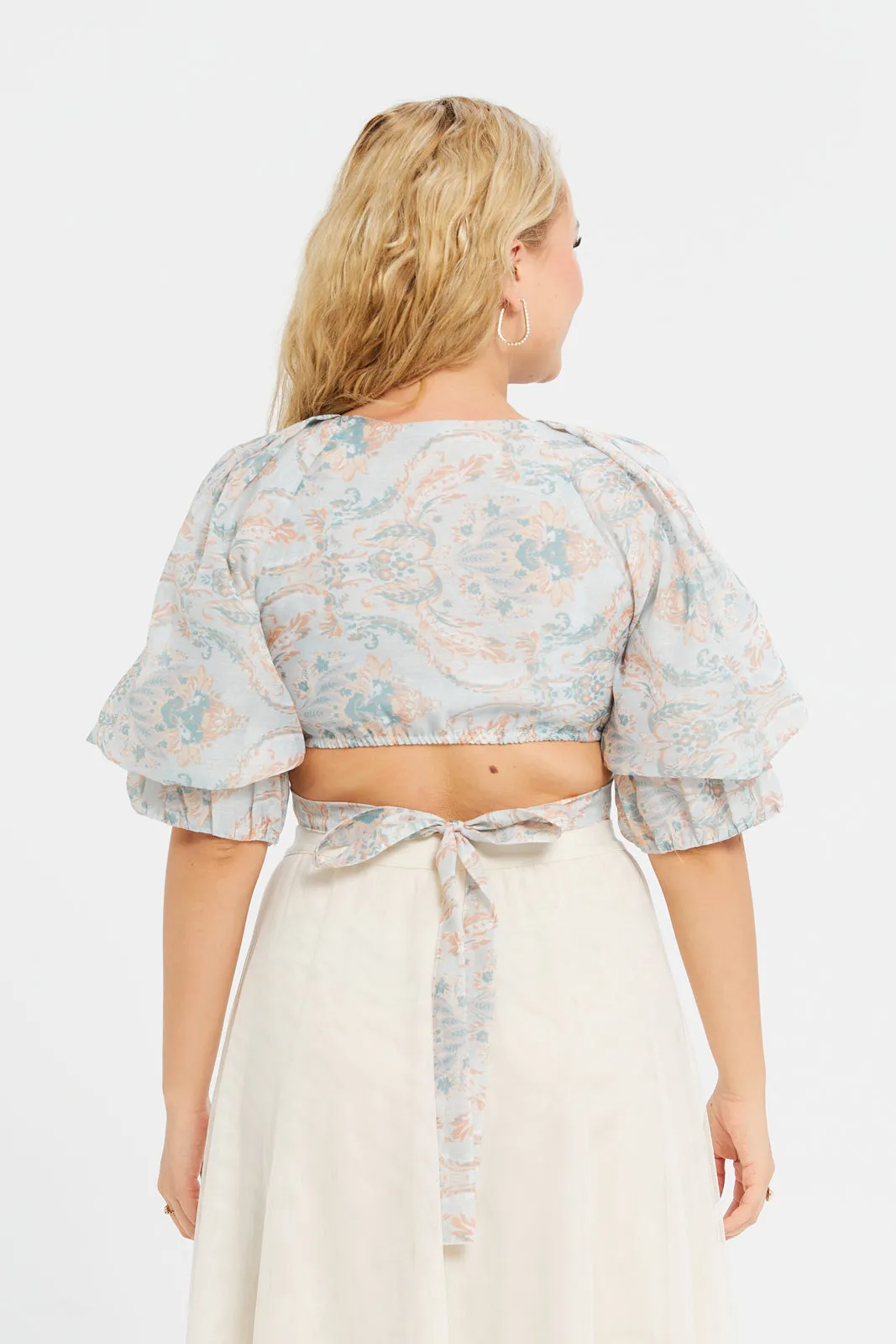 Woman Blue Print Blouse