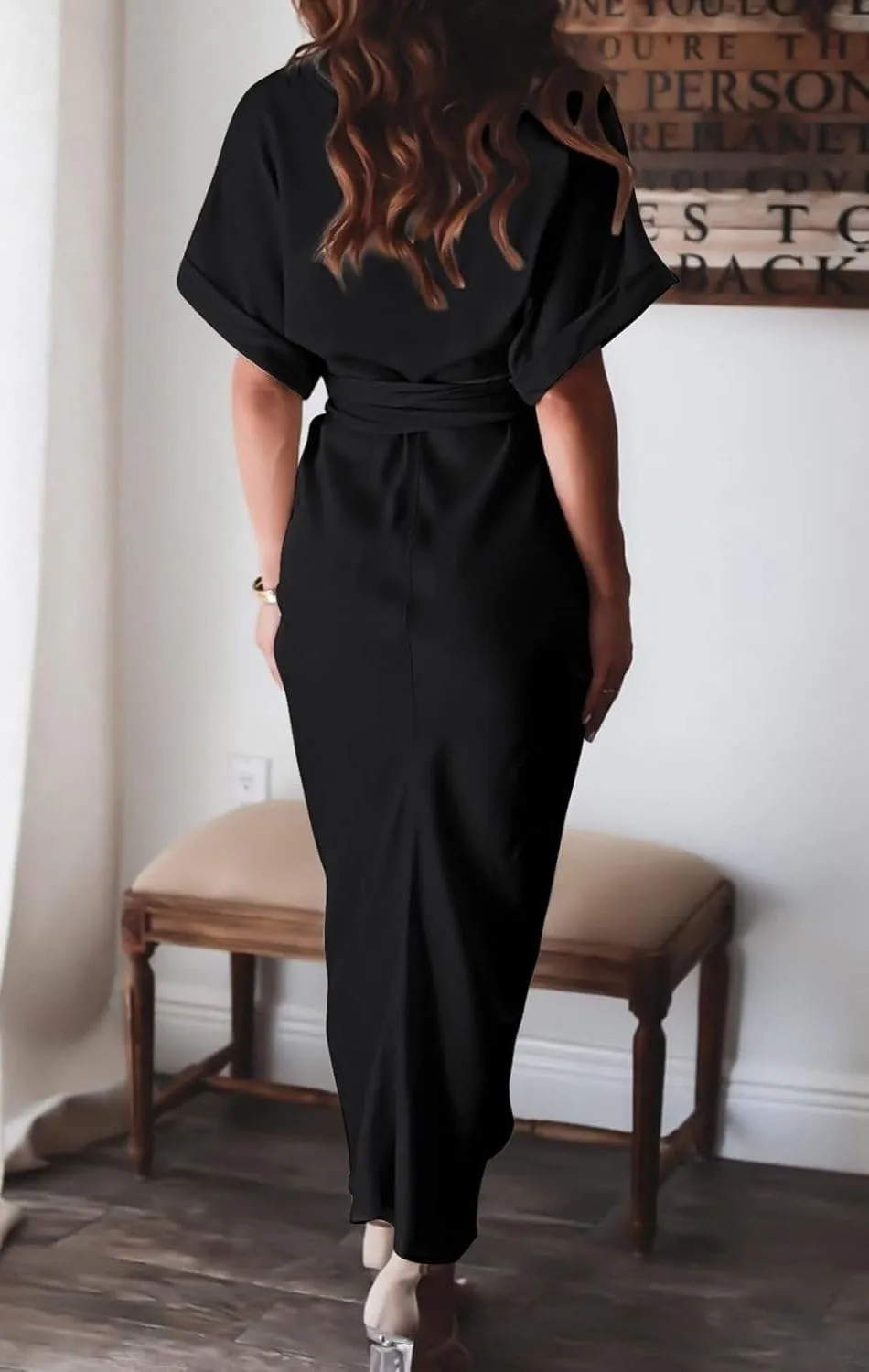 Women's Swing Classic Cute Maxi Ruched Breathable Shirt Dresses Bownot Slim Fitted Dress